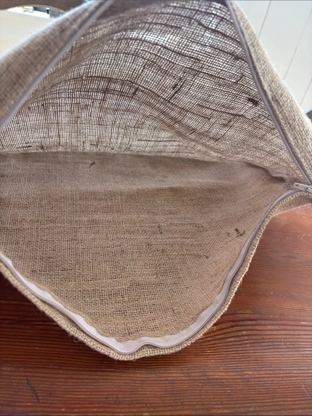Pair of custom 100% Natural Burlap Pillow Covers - Jute made. Size 20”x20”.